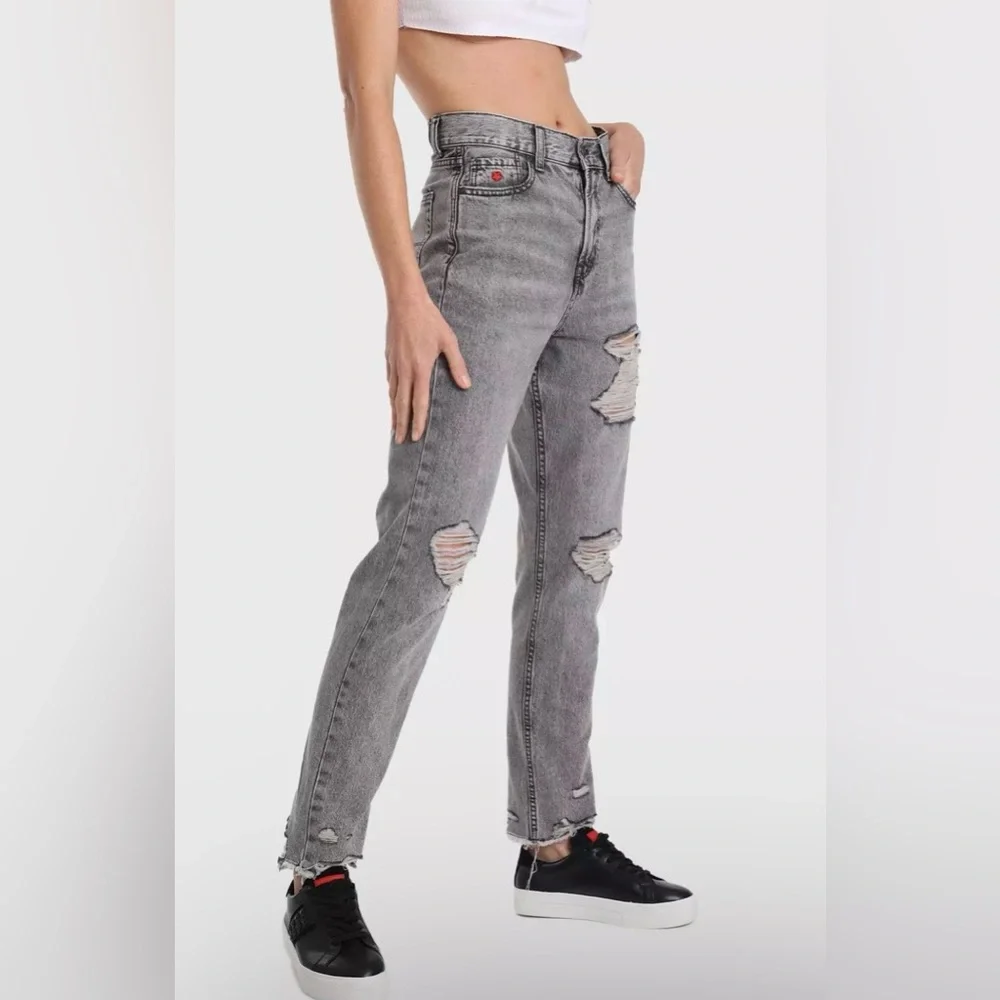 Classic Gray Straight Leg Women's Jeans 100% cotton